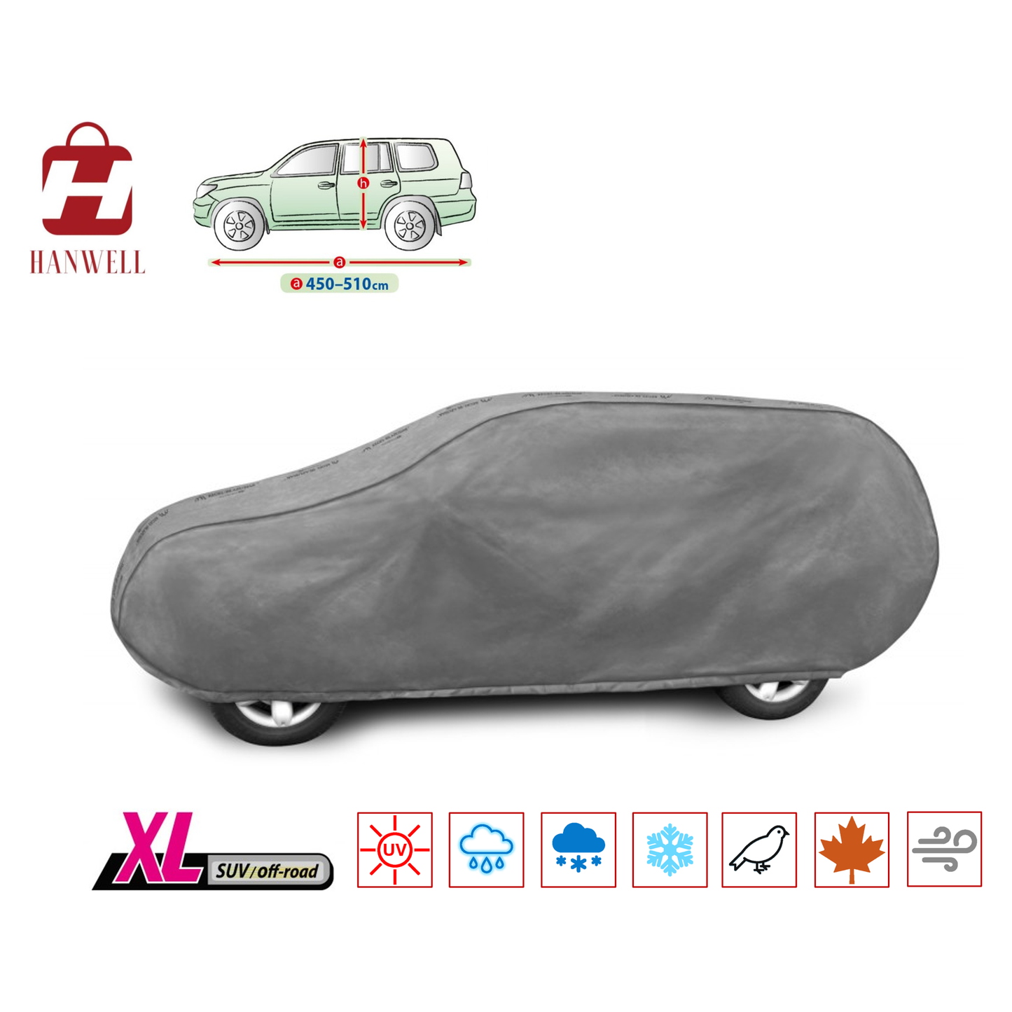 Car Cover for SUV | Hanwell Mobile Garage Waterproof Snowproof Breathable Heavy Duty Outdoor XL