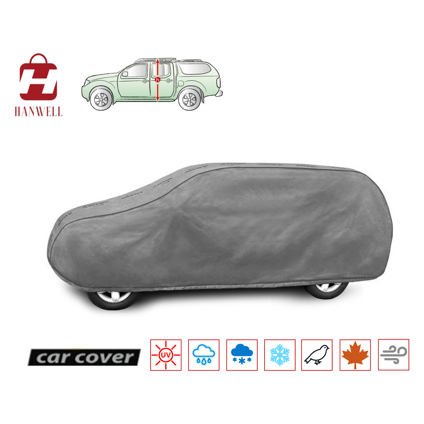 Car Cover for Pickup Truck with Topper | Hanwell Mobile Garage Anti UV Waterproof Snowproof Breathable