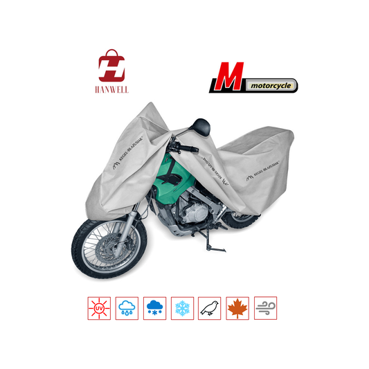 Motorcycle Cover 190-215 cm | Hanwell Optimal Garage | Anti-UV Waterproof Breathable All-Season Protection | Size M