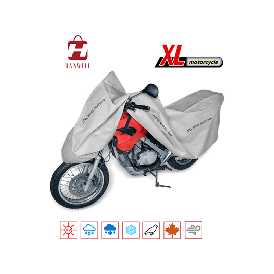 Motorcycle Cover 240-265 cm| Hanwell Optimal Garage Anti UV Waterproof Breathable All-Season Protection size XL