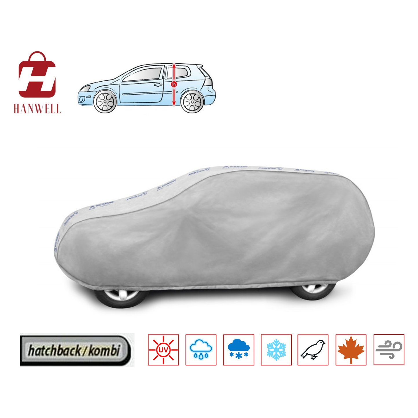 Car Cover for Hatchback | Hanwell Mobile Garage Anti UV Waterproof Snowproof Breathable L1