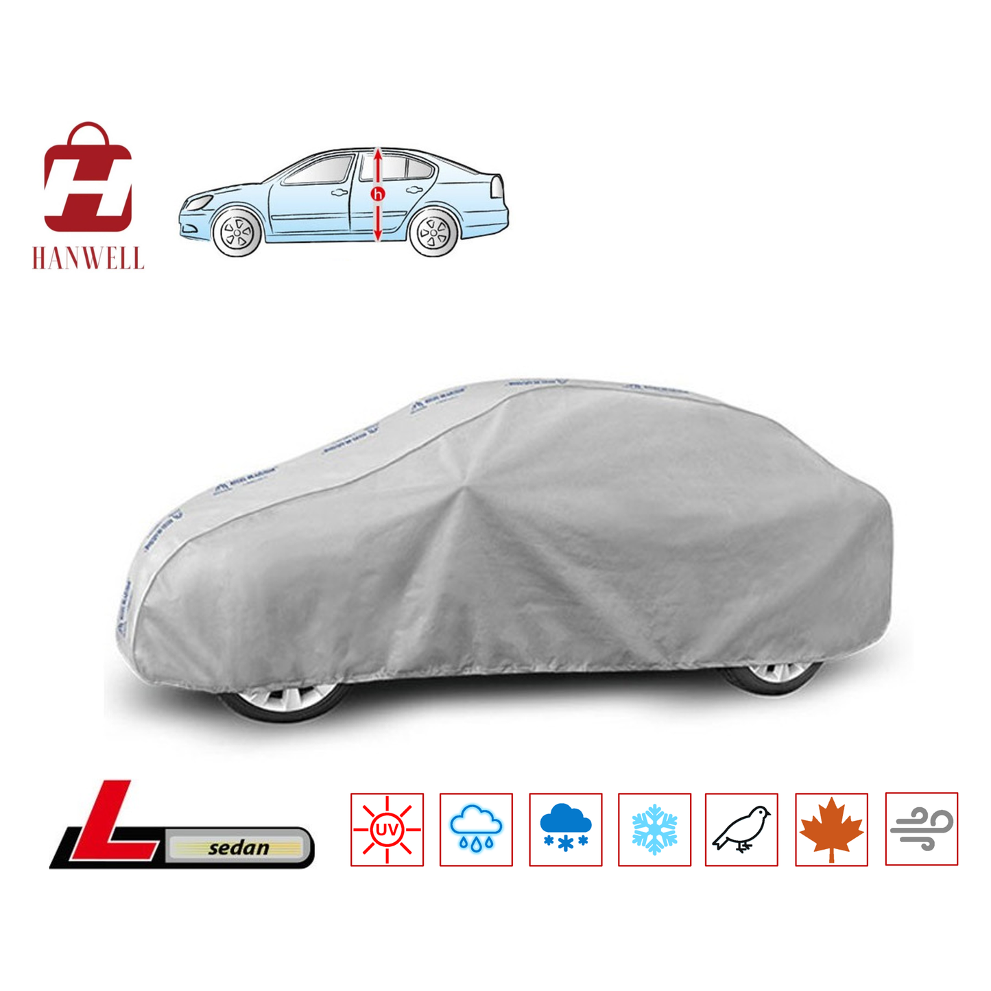 Car Cover for Sedan | Hanwell Mobile Garage Anti UV Waterproof Snowproof Breathable L