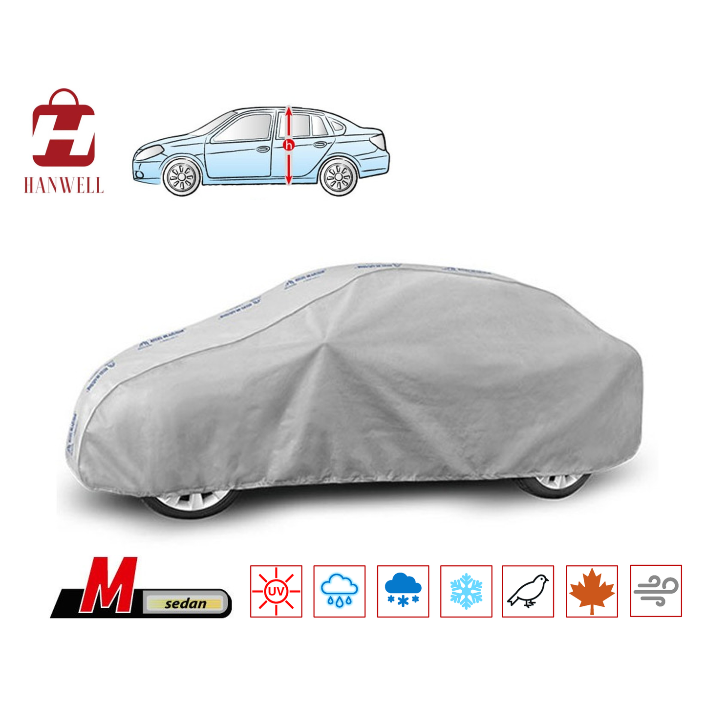 Car Cover for Sedan | Hanwell Mobile Garage Anti UV Waterproof Snowproof Breathable M