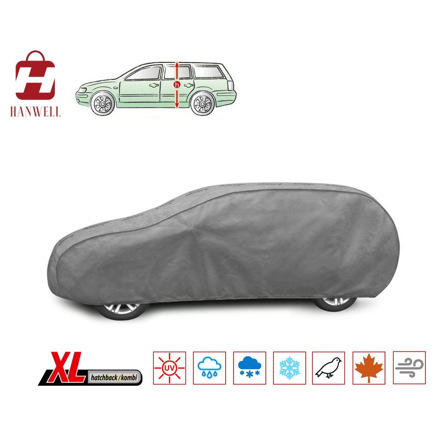 Car Cover for Hatchback | Hanwell Mobile Garage Anti UV Waterproof Snowproof Breathable XL