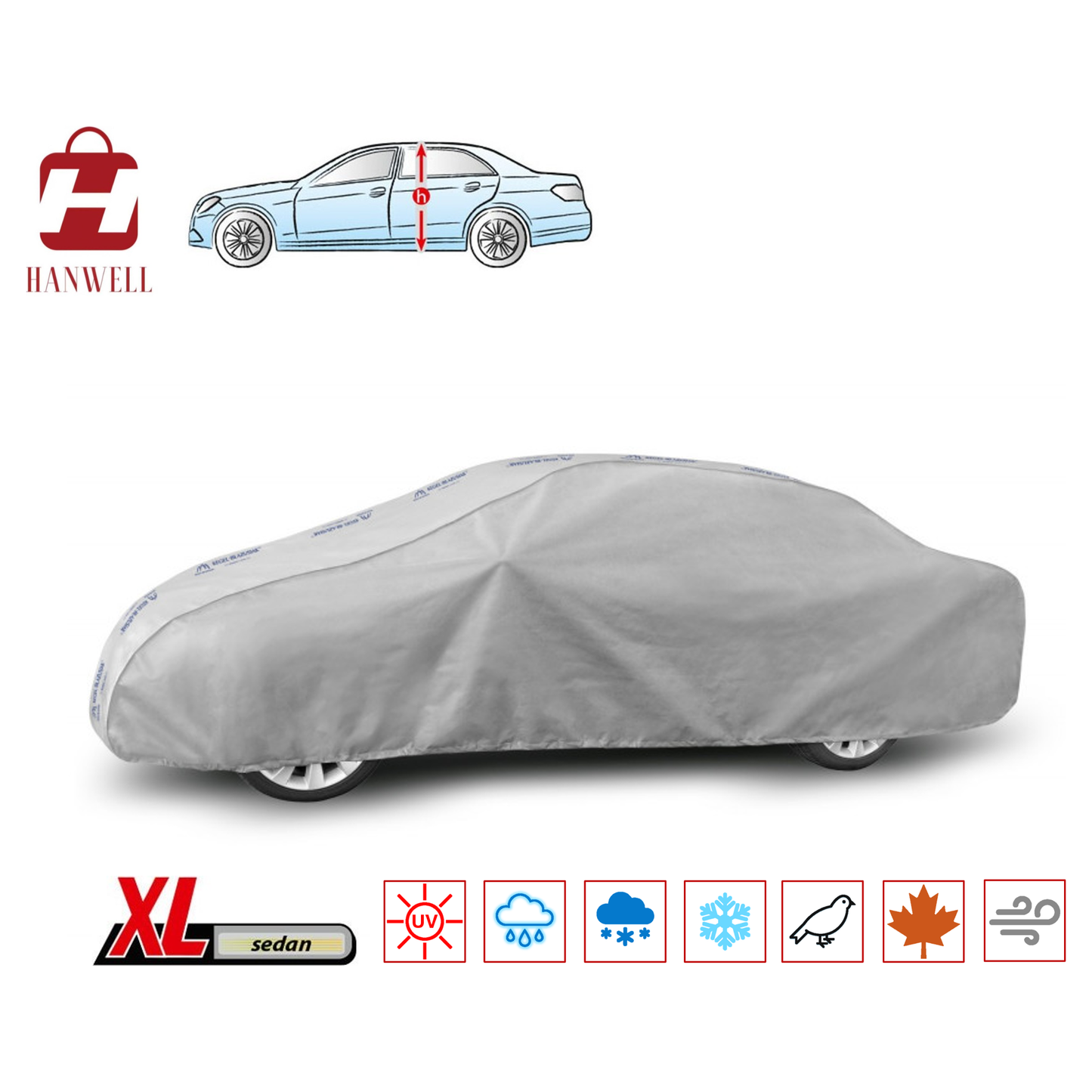 Car Cover for Sedan | Hanwell Mobile Garage Anti UV Waterproof Snowproof Breathable XL