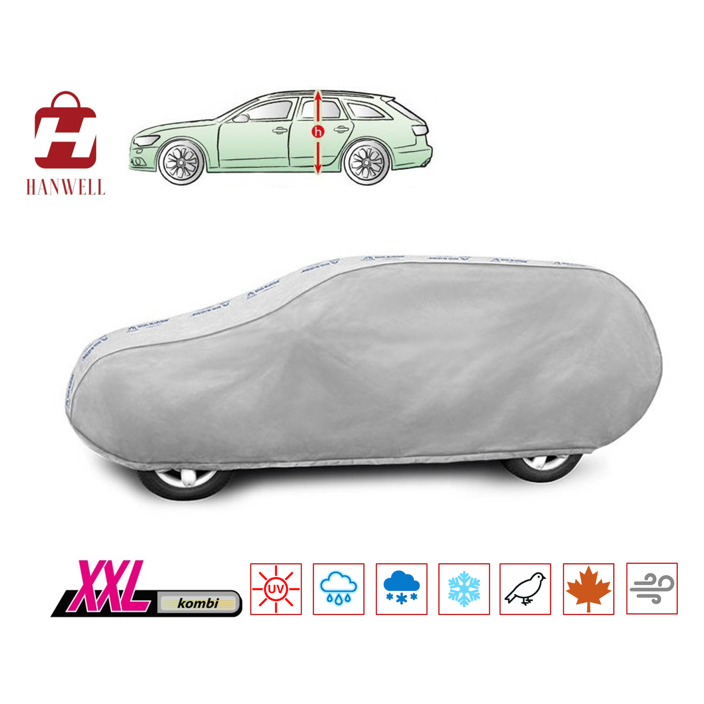 Car Cover for Estate | Hanwell Mobile Garage Anti UV Waterproof Snowproof Breathable XXL